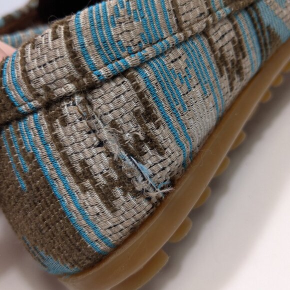 Minnetonka Baja Aztec Tribal Print Turquoise Geometric Hardsole Moccasin 8.5 - Picture 6 of 14